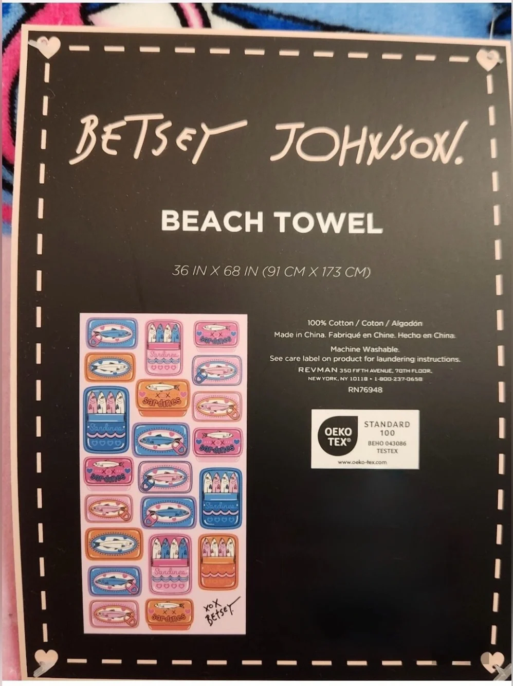 Betsey Johnson Viral Sardine Pink Beach Towel TikTok 100% Cotton